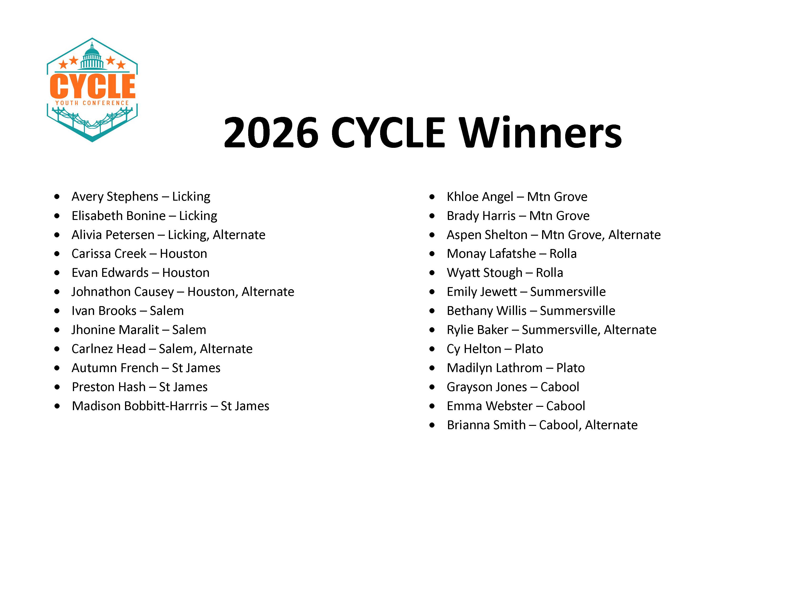 2026 CYCLE Delegates