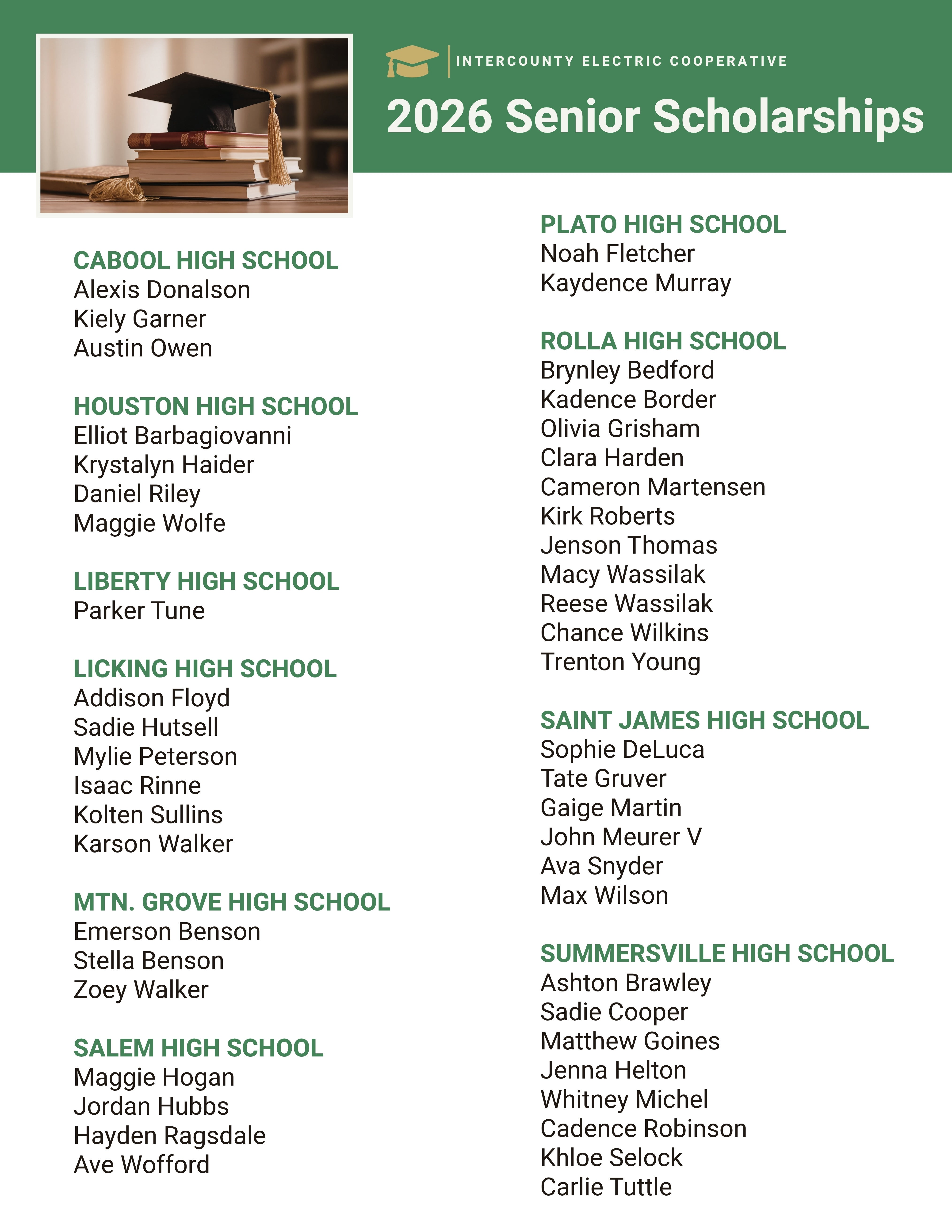 2026 Scholarship Reciepients
